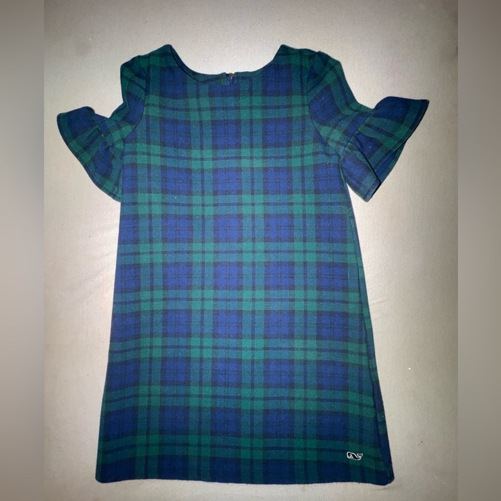 Vineyard Vines Girls Blue and Green Plaid Dress. Size 7